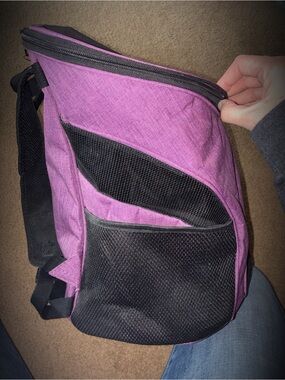 Purple Pet Carrier Backpack - Compact Travel Carrier for Small Dogs & Cats